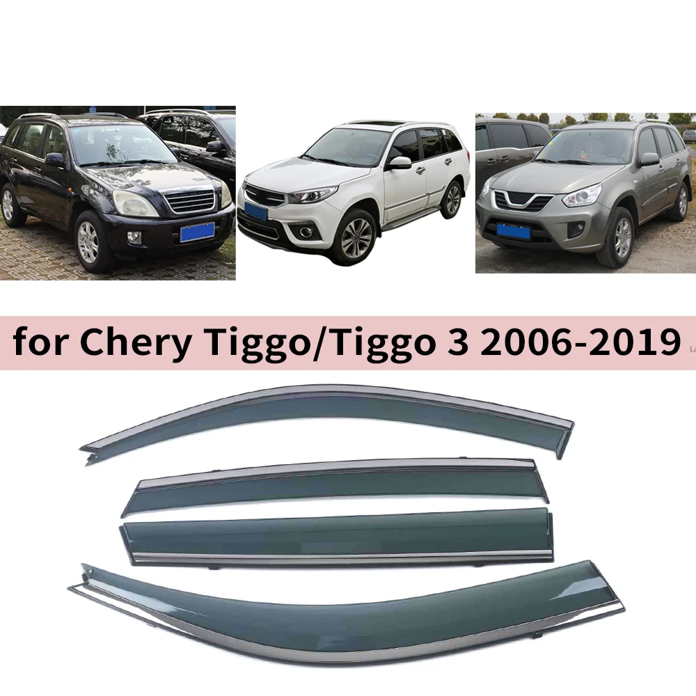 

Chrome Strips Rain Guards for Chery Tiggo Tiggo 3 2006-2019 Window Visor Wind Deflectors Door Visor Vent Shades Ventvisor