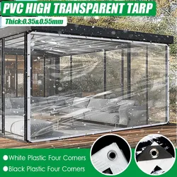 0.35&0.55mm PVC Clear Tarpaulin Fence Waterproof Screen Plants Shed Raincover Transparent Rainproof Cloth Pergolas Door Curtain