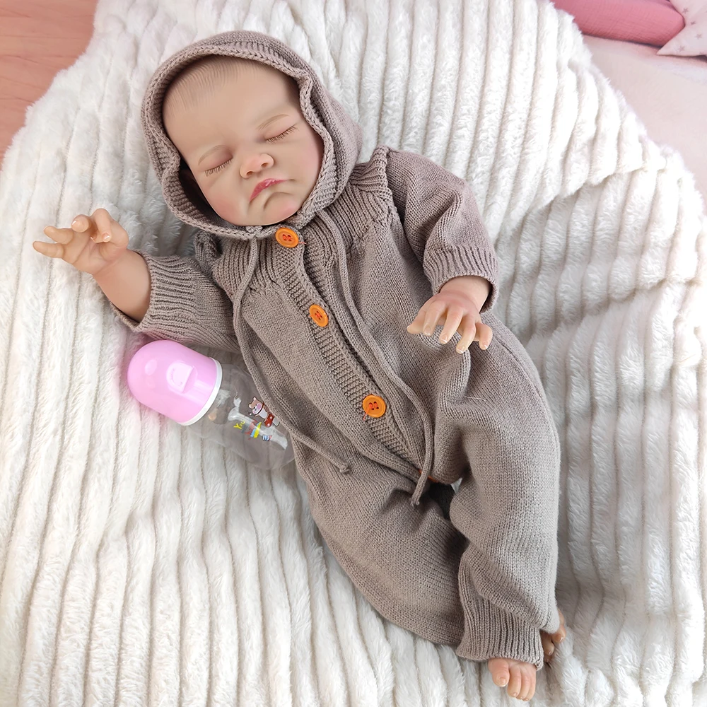 Poupée Reborn à yeux fermés de 18 pouces, corps en tissu doux, 46cm, poupées de Simulation, jeu habillé, jouets, cadeaux pour la journée des enfants, 1 pièce