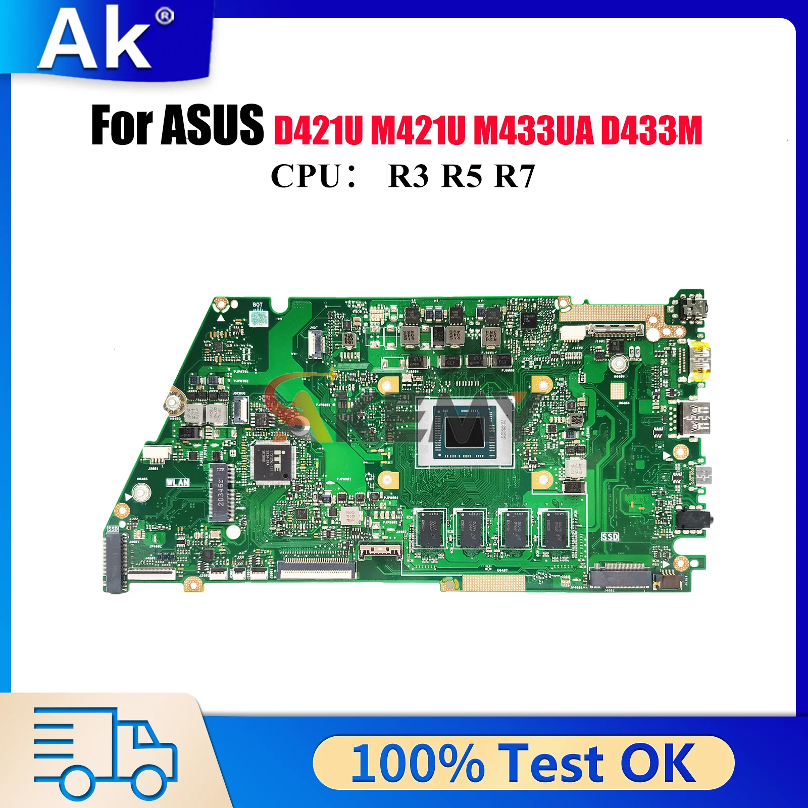 

X421UA Laptop Motherboard For ASUS VivoBook D433M X421UAY M421U M433UA D421U X421U X421UA Notebook Mainboard With R3 R5 R7 CPU