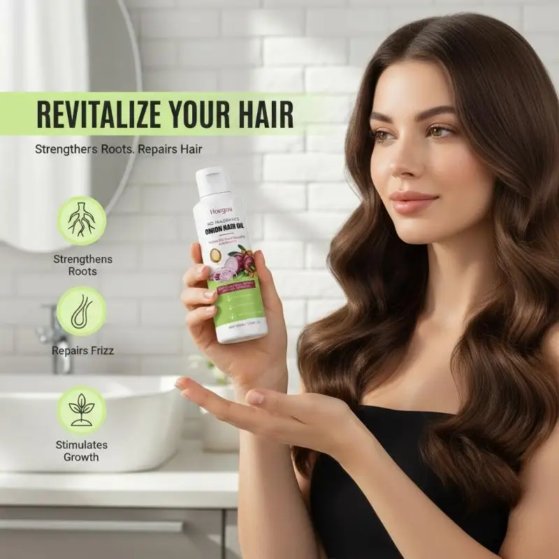 Hoegoa Onion Hair Care Oil Moroccan Nut Oil Nourishes Hair Roots and Leaves Nutritious and Smooth Hair