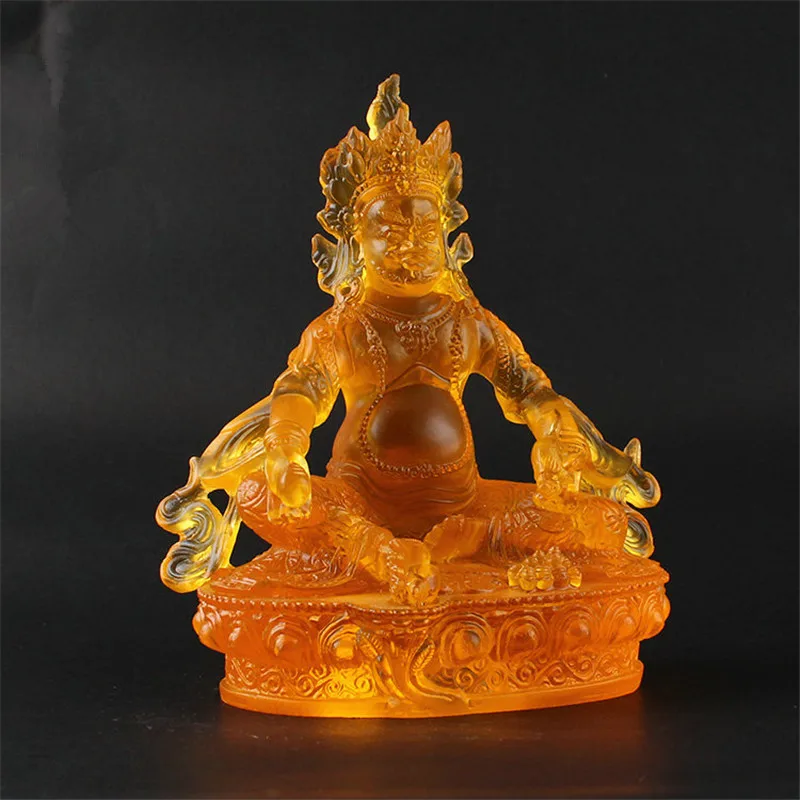 14.5cm Yellow Resin Tibetan Buddhist Tranic Suppliers Jambhala/Tsanbala Temple/Home/Office Decorate Statue Cratfs