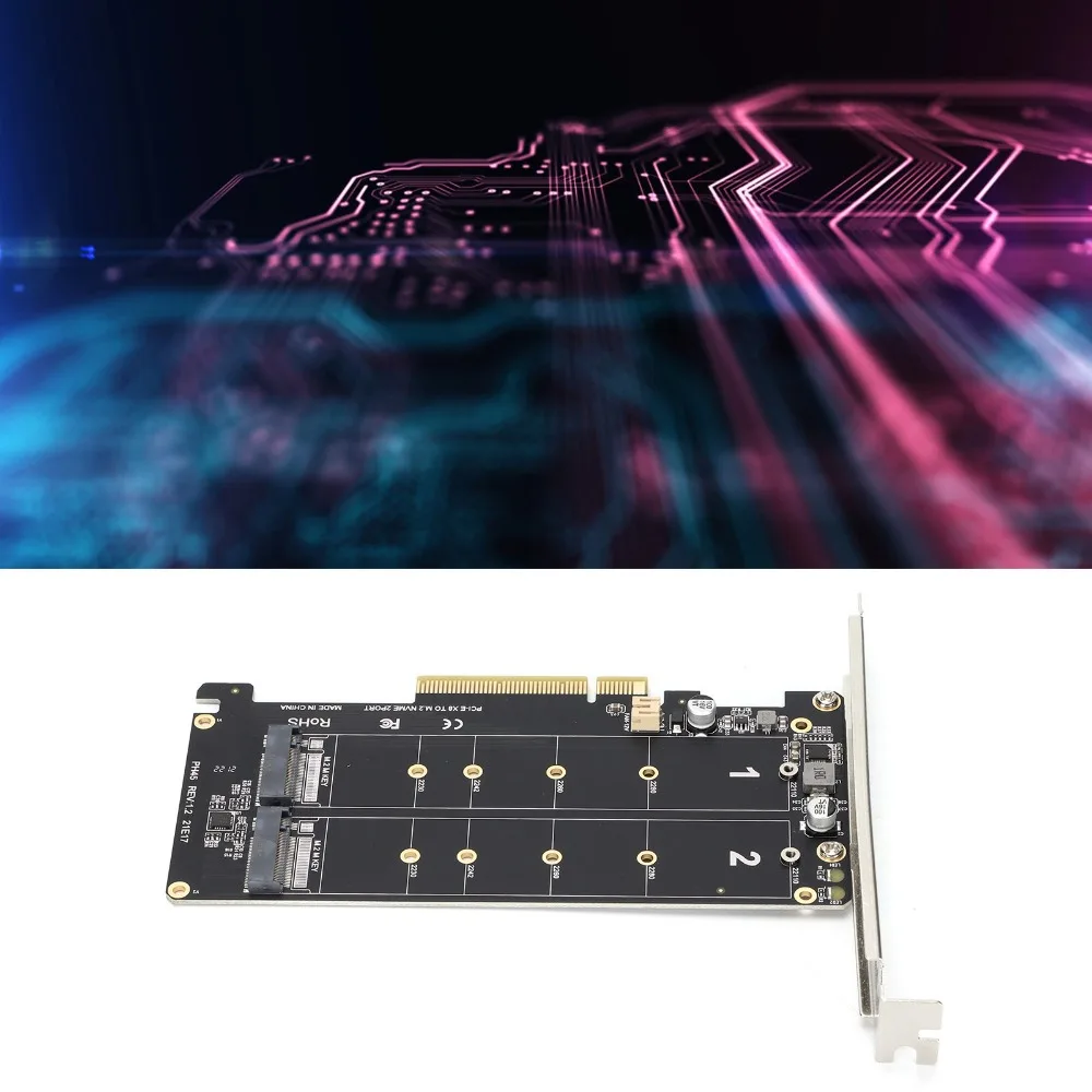 

Двухпортовая карта-адаптер M.2 NVMe PCIe 2x32 Гбит/с, высокопроизводительный конвертер для SSD M.2 PCIe X8 M Key, карта расширения PCIe