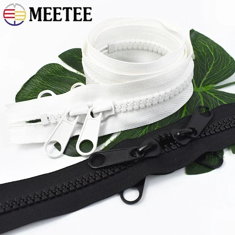 Meetee 10# Resin Zipper 100-600cm Decorative Double Sliders Close End Zip for Tent Bag Outdoor Long Zips DIY Sewing Accessories