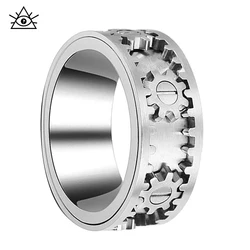 Titanium Steel Gear Rotatable Ring For Men And Women, Good Luck, Personality, Anxiety And Stress Relief Bracelets