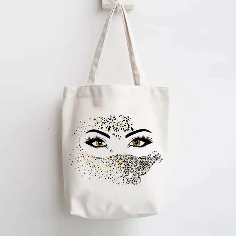

Гламурная холщовая сумка с принтом глаз, модная элегантная сумка на плечо с цветочным узором для ресниц и короны для любителей красоты