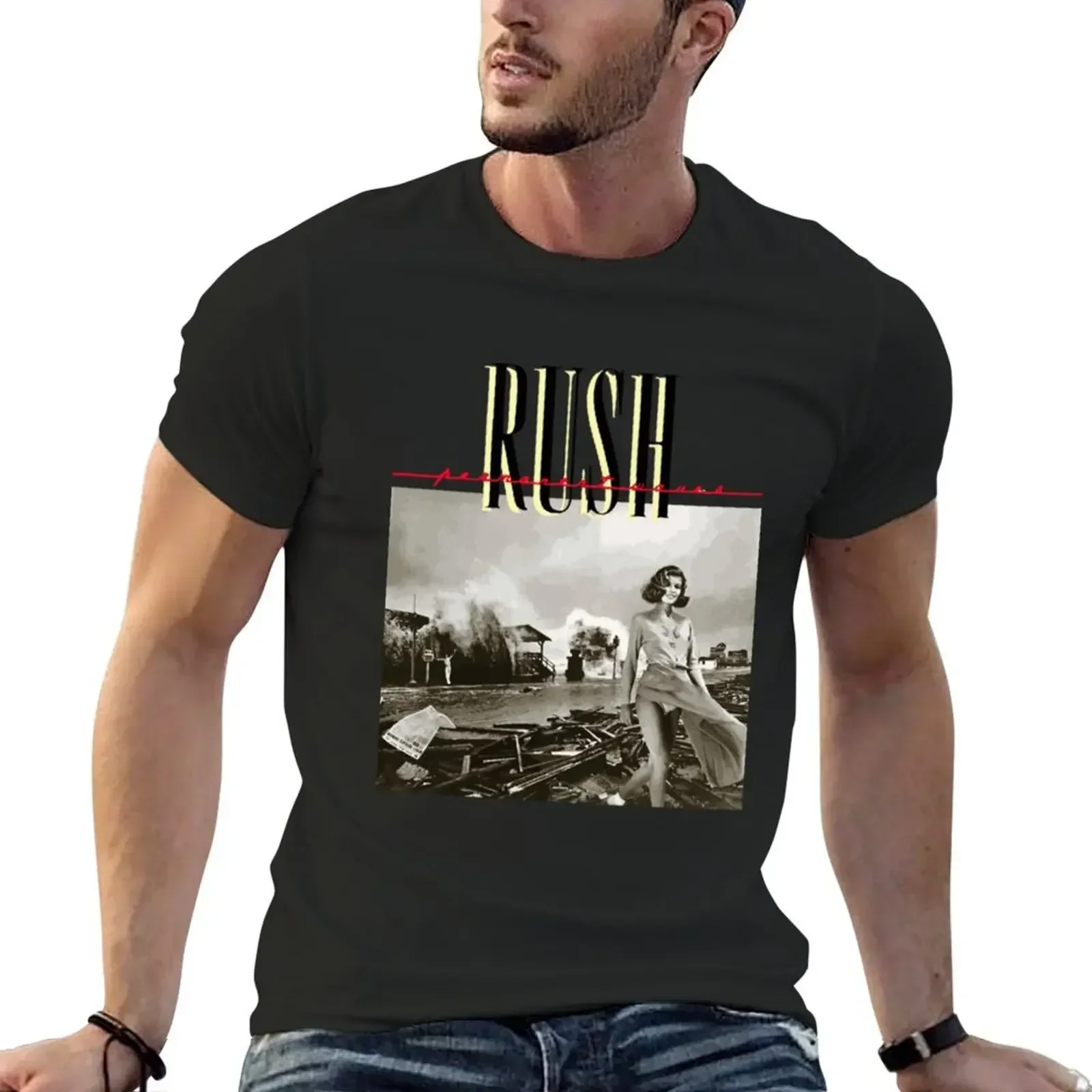 Rush Permanent Waves T-shirt vintage clothes mens white t shirts heavyweight fashion Round Neck manga anime new in tops & tees