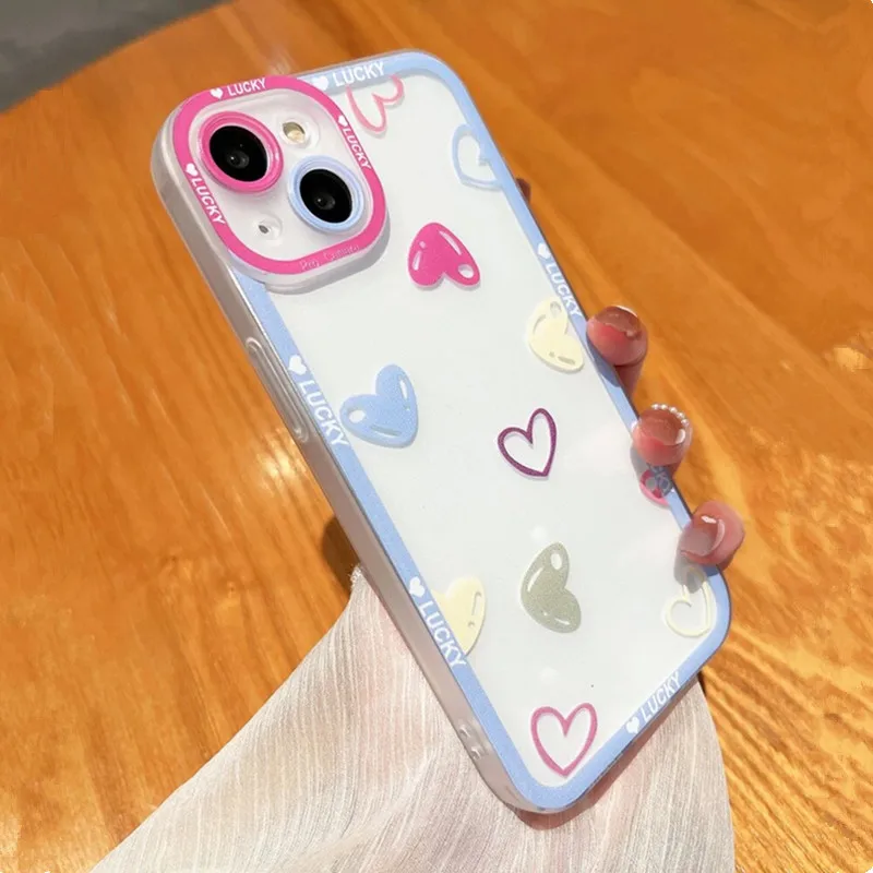 Heart Pattern Clear Phone Case For Xiaomi 14 13T Pro 13 12 11 Lite 5G NE 12T 11T 12S 12X 12 Pro Poco F5 X5 X6 M6 Pro Soft Cover