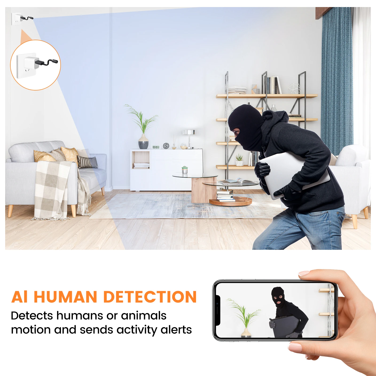 

Wireless Monitor Small Remote Night Vision USB Powered Metal Hose Loop Recording Motion for Kids