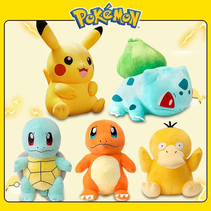 Pokemon Kawaii Pikachu Bulbasaur Charmander Squirtle Psyduck Stuffed Toys Cartoon&Cute Plush Doll Throw Pillow Birthday Gift