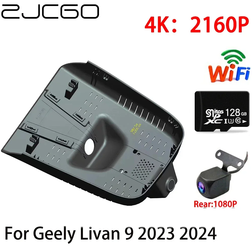 ZJCGO 2K 4K Car DVR Dash Cam Wifi Front Rear Camera 2 Lens 24h Parking for Geely Livan 9 2023 2024