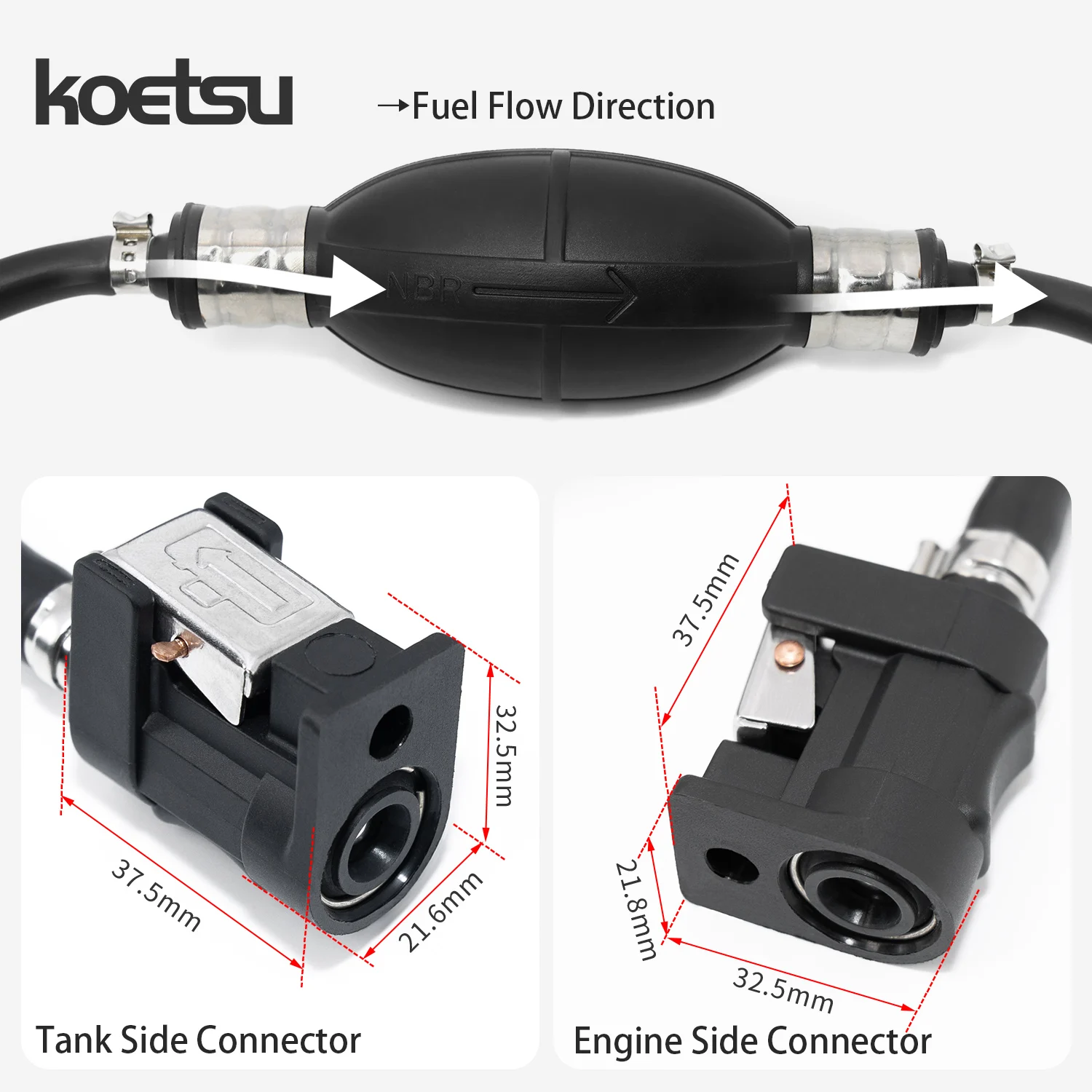 KOETSU 2.2m ID 6mm Outboard Fuel Line, External Fuel Hose with Push Connectors for Marine Outboard Motor Fuel Tank view 3