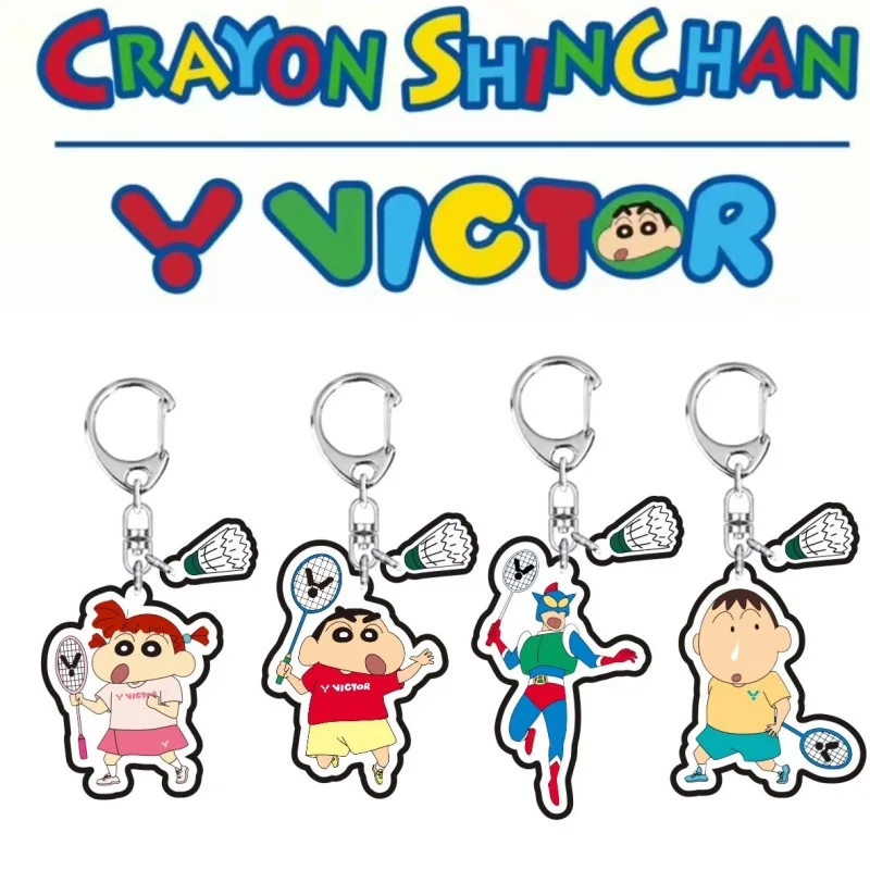 Crayon Shin-chan badminton Keychain Cute Cartoon Backpack Pendant Matching kawaii Girls Accessories Birthday Gift Kids Toys