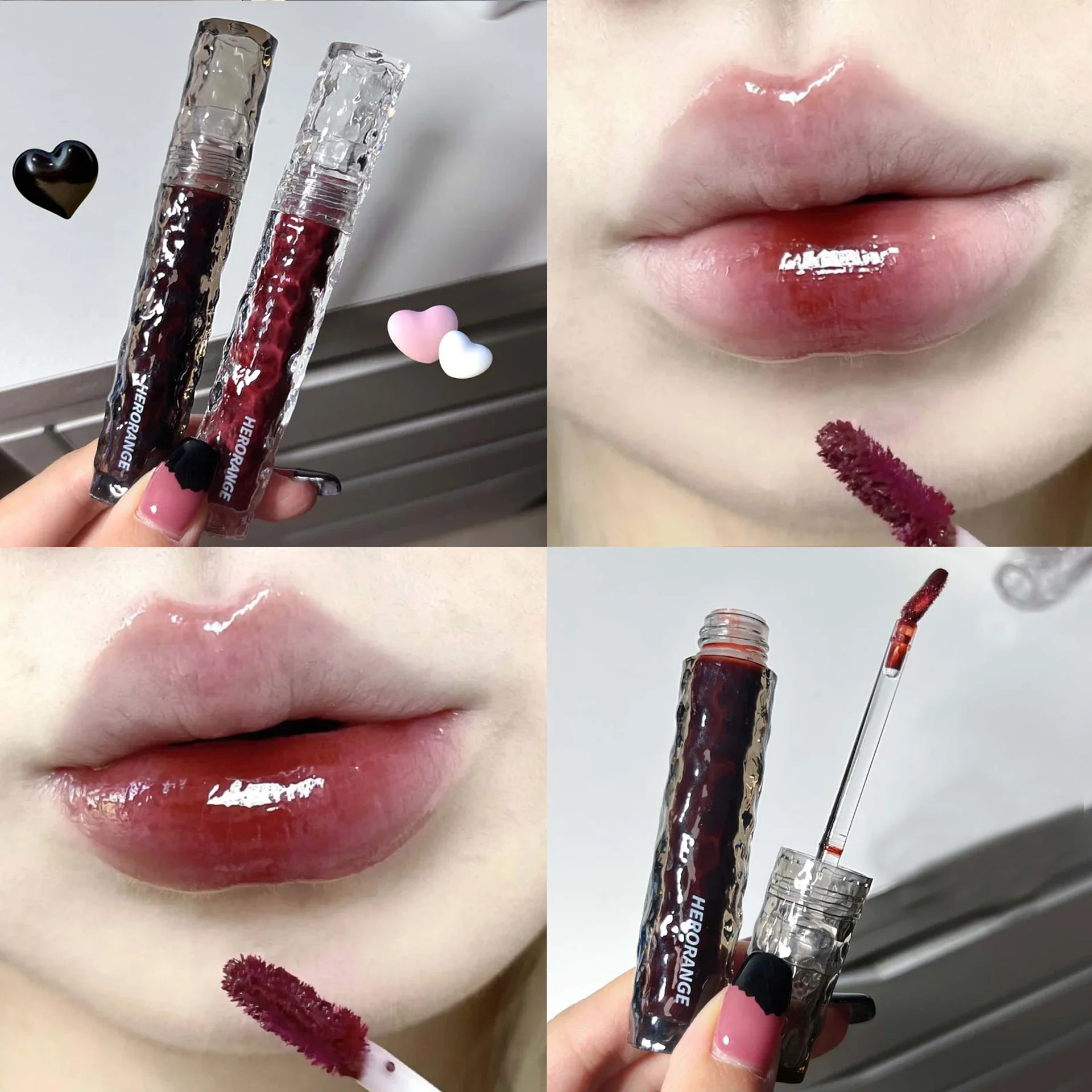 Nude Brown Mirror Water Lip Glaze Moisturizing Sexy Red Lip Tint Lipstick Makeup Long Lasting Non-stick Cup Lip Gloss Cosmetics