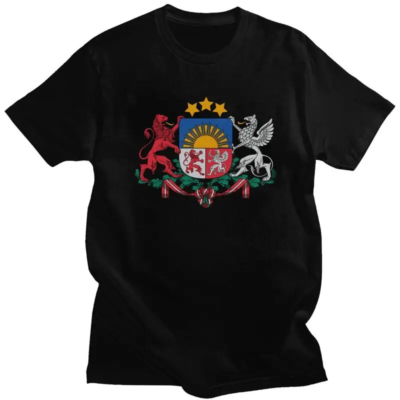 Coat Of Arms Of Latvia Men T Shirt Soft Cotton Tee Tshirt Short Sleeve Fashion T-shirt Clothing