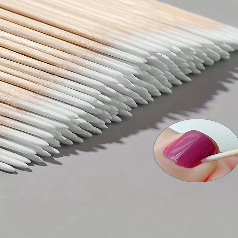 100pcs Ultra-fine double-ended disposable nail cleaning sticks and makeup patching swabs are suitable for precise operations image 4