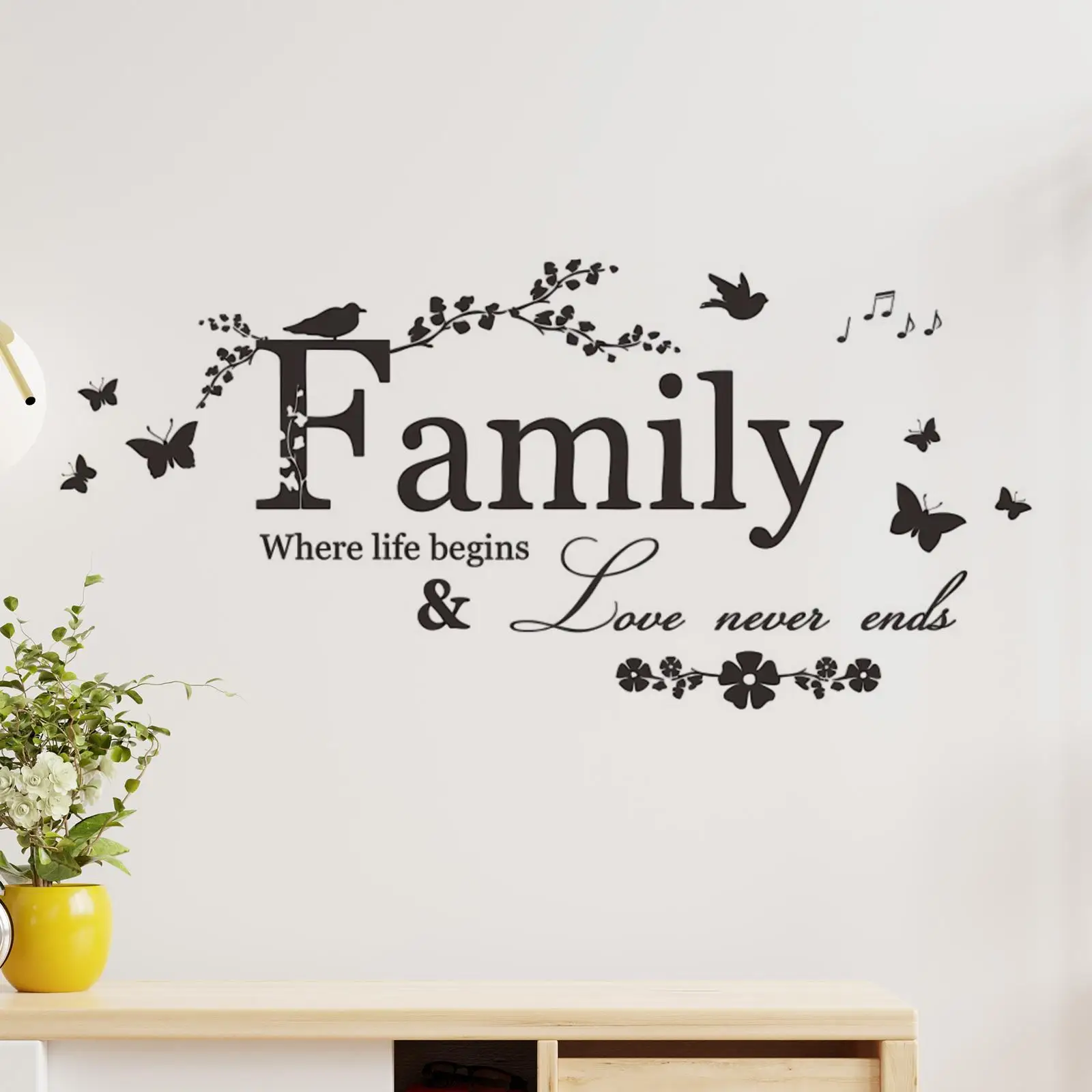 Family Letter Wall Sticker PVC Easy to Clean Premium Self Sticky Wall Art Murals for Office Living Room Home Bedroom Ceiling