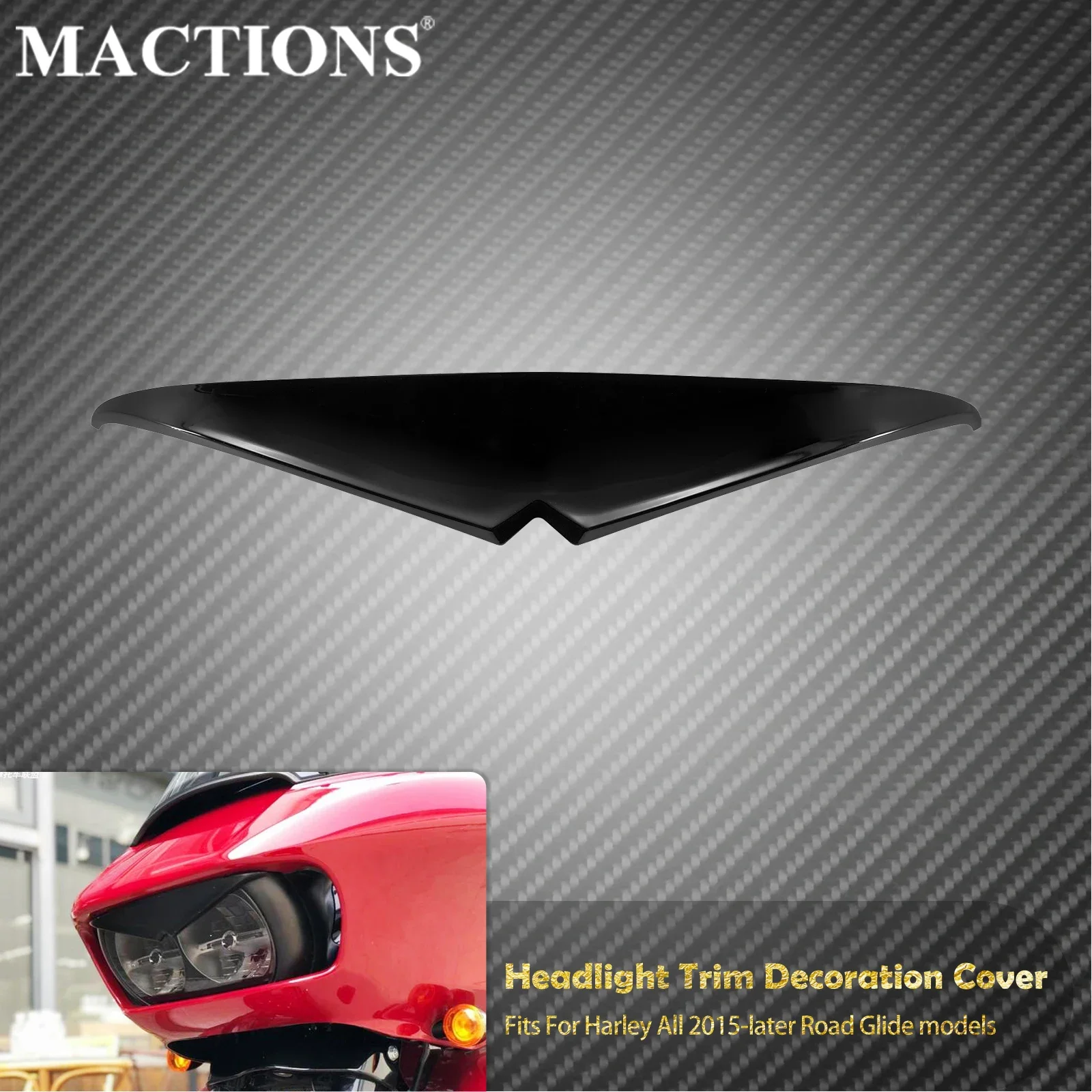 Motorcycle Headlight Trim Upper Tip Cover Headlamp Eyebrow Eyelid Visor Accent For Harley Touring Road Glide 2015-2023 FLTRX CVO