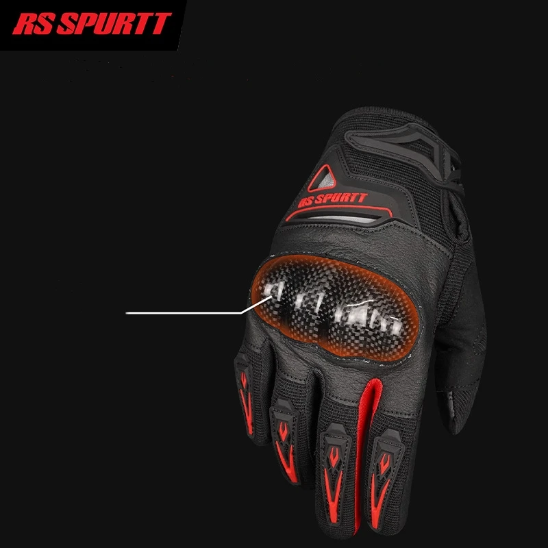 RS Men Motorcycle Gloves All Finger Cycling Moto Gloves Summer Winter Moto Off-road Carbon Fiber Gloves Anti Drop Friction Glove