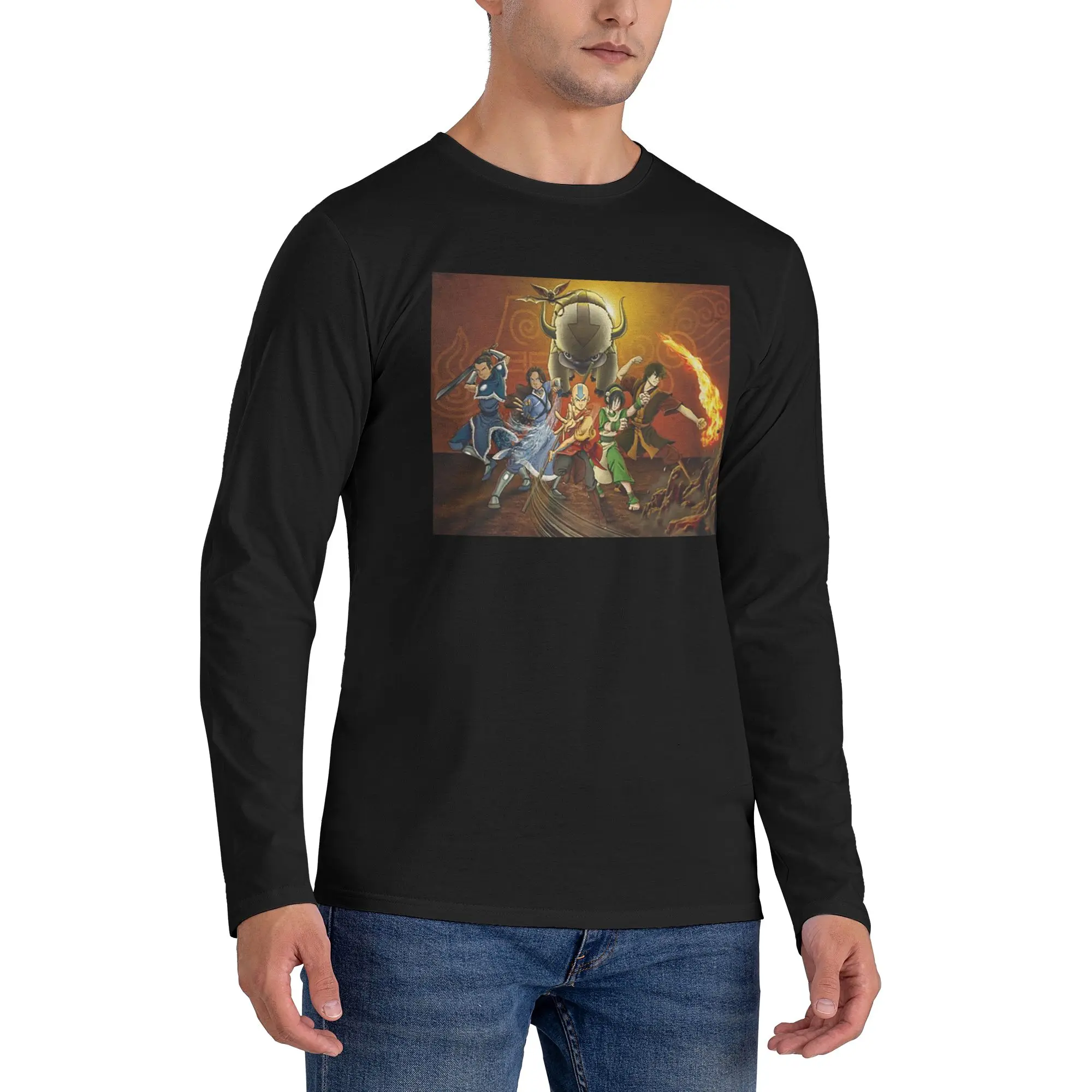 

The Last Paintbender Team Avatar Ultimate Men's Long Sleeved T-shirt Casual Round Neck T shirts Spring and Autumn Men tops