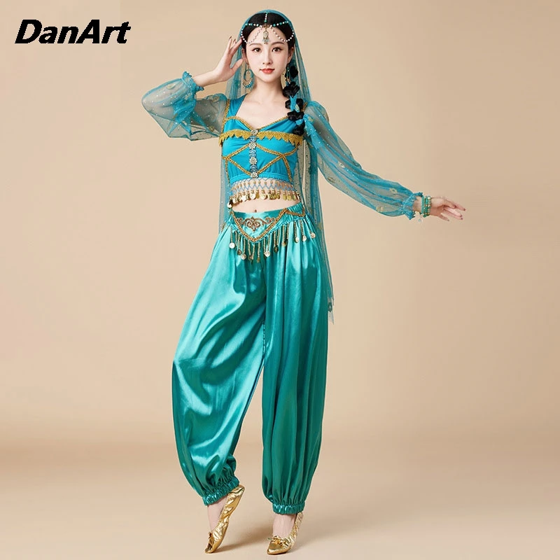 

Ladies Stage Performance Costume Indian Dance Performance Costume Belly Dance Set Women Halloween Jasmine Princess Cosplay Dress