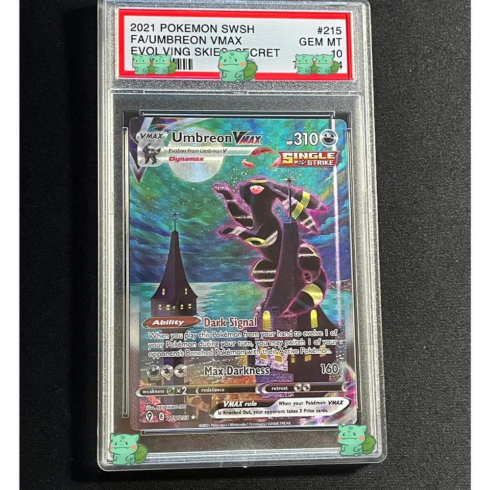 Anime PTCG tarjetas de colección graduadas S6a Eevee Heroes UMBREON VMAX SWSH GEM MT10Points versión en inglés etiqueta holográfica regalo para niños