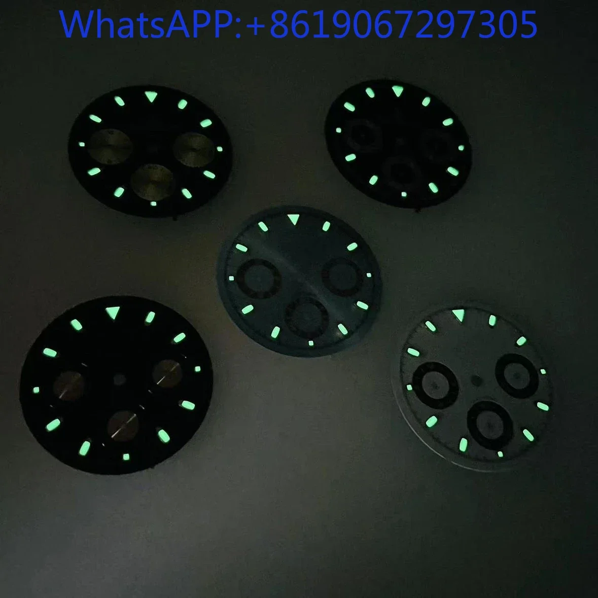 VK63 쿼츠 무브먼트에 적합한 무광택 아랍어 실버 마커 시계 다이얼 수정 다이얼 액세서리 다이얼 페이스 그린 루메