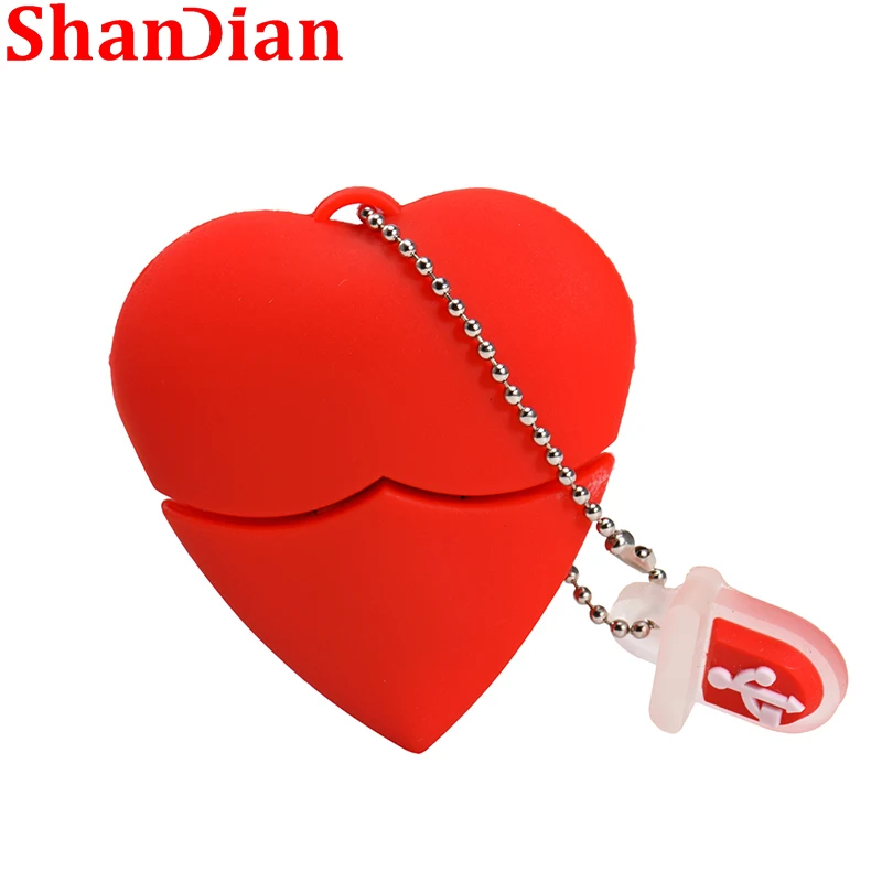 Gifts For Kids Red Heart 64GB USB Flash Drive Silicone 32GB Pen Drives Creative Gift 16GB Memory Stick 8GB Beautiful U Disk  2.0