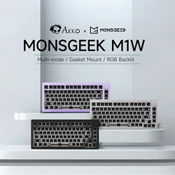 MonsGeek 멀티 모드 75% 기계식 키보드 베어본 키트, 개스킷 마운트 핫 스왑 가능, 남향 RGB 백라이트, CNC 알루미늄, M1W