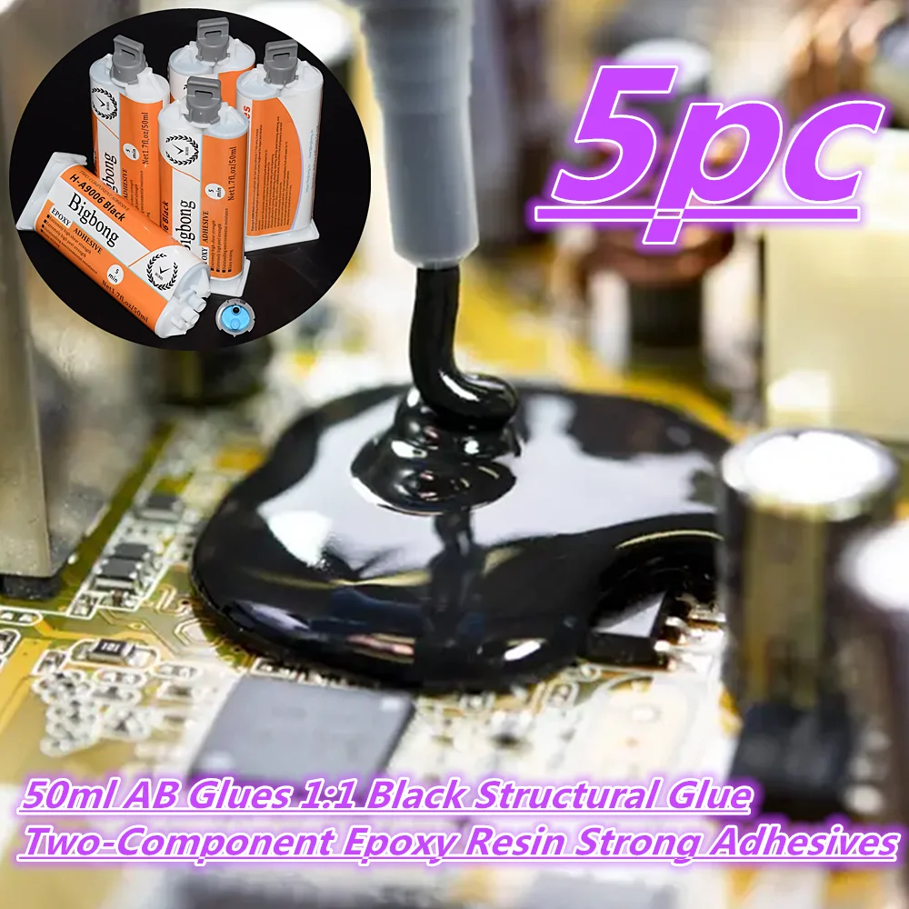 

5pc 1:1 AB Glues Black Epoxy Resin 50ml Structural Glue Two-Component Strong Adhesives for 50ml Glue Gun 1:1 Manual Caulking Gun