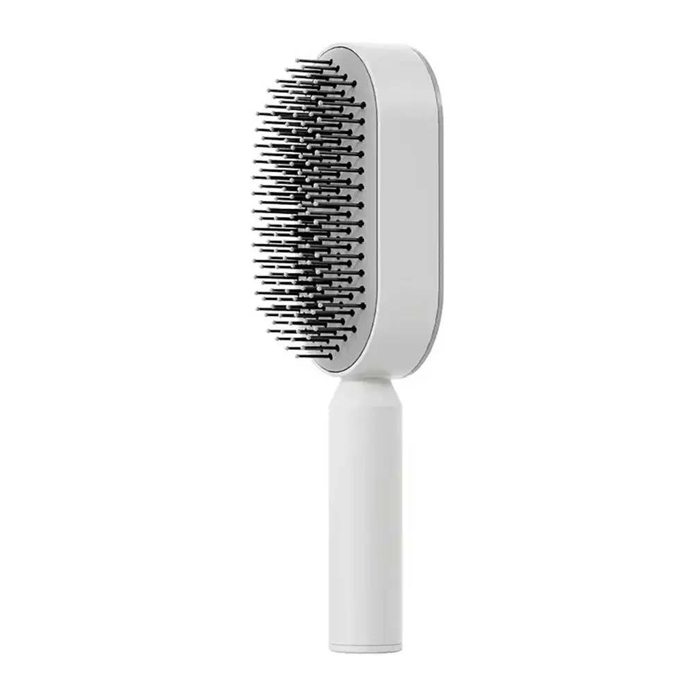 Cepillo de pelo autolimpiante para mujer, peine de cuero cabelludo antiestático, limpieza de una tecla, masaje para la pérdida de cabello, envío directo, K7F7