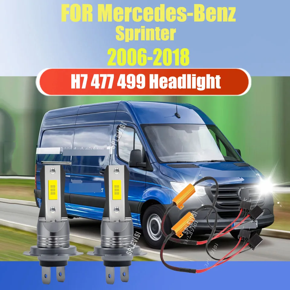 

477 499 LED 6000K Headlight High Low Beam - Improved Visibility For Mercedes Sprinter 2006 2007 2008 2009 2010 2011 2012-2018