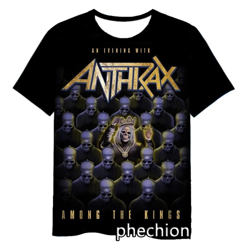 phechion New Fashion Men/Women Anthrax Rock 3D Print Short Sleeve T-Shirt Casual Hip Hop Summer T Shirt Tops S261