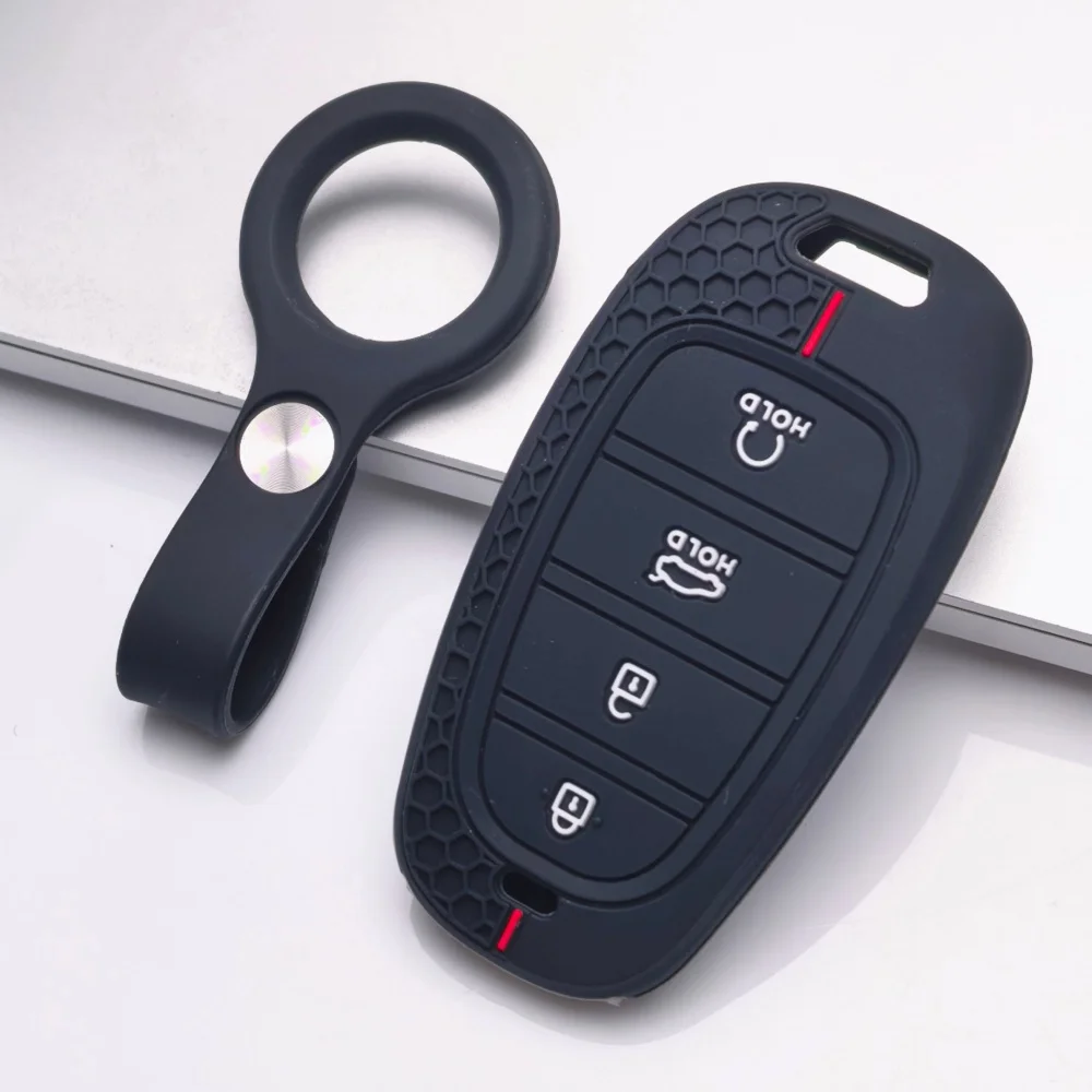 Capa de Silicone para Chave Remota de Carro Hyundai Santa Fe Tucson 2022 NEXO NX4 Atos Prime Solaris 2021, Acessórios Automotivos com 4 Botões