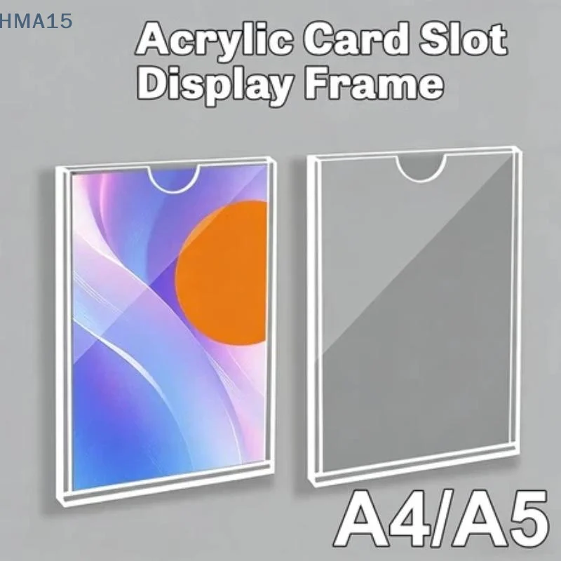 【YA】Clear Acrylic Wall Frame A4 A5 Sign Holder for Business License Certificate Photo Document Office Shop Home Decoration