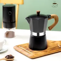 Vintage Wooden Handle Espresso Maker Moka Pot Classic Italian And Cuban Café Brewing Tools Cafetera 150ml 300ml Cafe Accessories