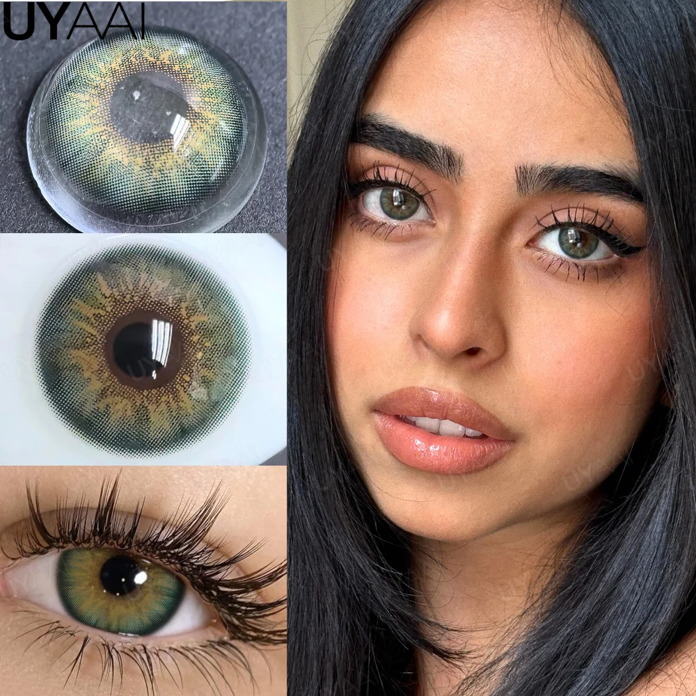 UYAAI NEUE Farbkontaktlinsen für Augen, natürliche farbige Schüler, graue Kontaktlinsen, Make-up, grüne Pupillen, kosmetische schwarze Linse