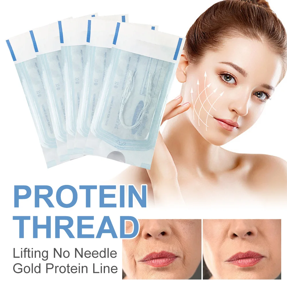 Collagen Facial Tensioners Thread Face Lifting No Needle Gold Protein Line Anti-Aging Wrinkle Removal Face Filler Protein Thread