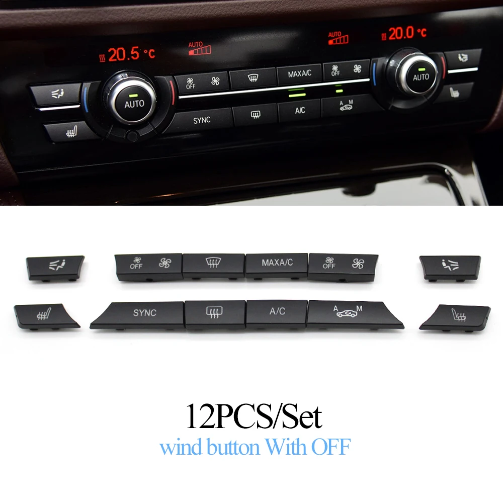 Auto Innen Zubehör AC Heizung Taste 12/14 stücke Schlüssel Kappen Reparatur Kit Schalter Abdeckung Für BMW 5 6 7 serie F01 F02 F06 F07 F10 F11