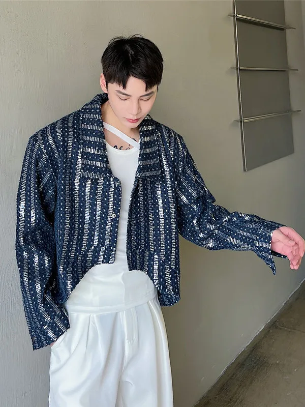 

Модная молодежная свободная верхняя одежда GD iny Street Jaet ort Denim Sequin Stage St с длинными рукавами