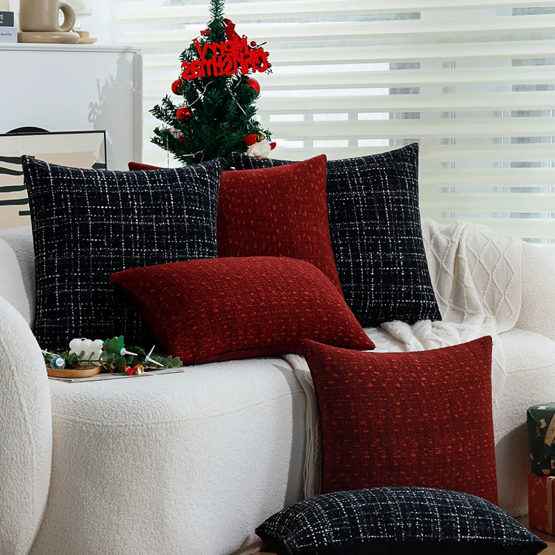 

Cushion Cover Christmas Home Decoration 45x45 30x50cm Retro Red/Black Simple Pillow Cover for Lumbar recliner chair Pillowcase