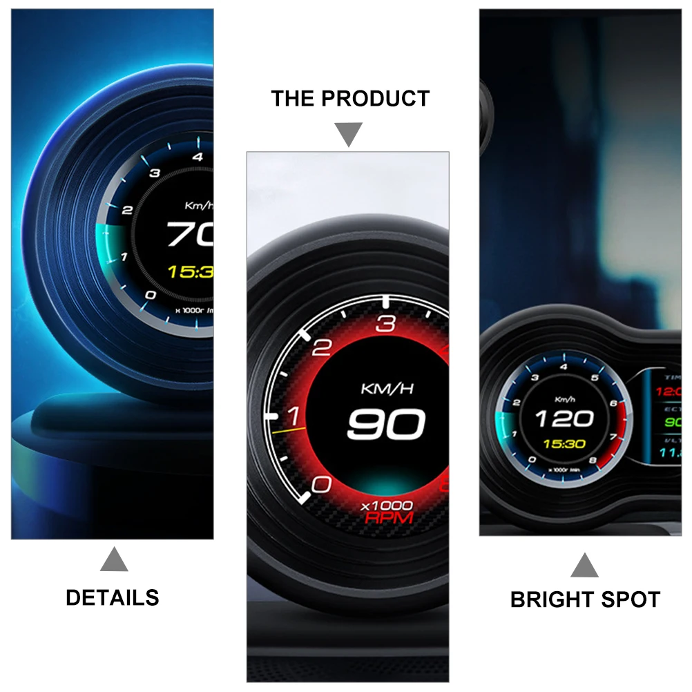 

High-Definition Lcd Car Monitor Digital Speedometer Dashboard Display Durable Pc Abs Material Safe Driving