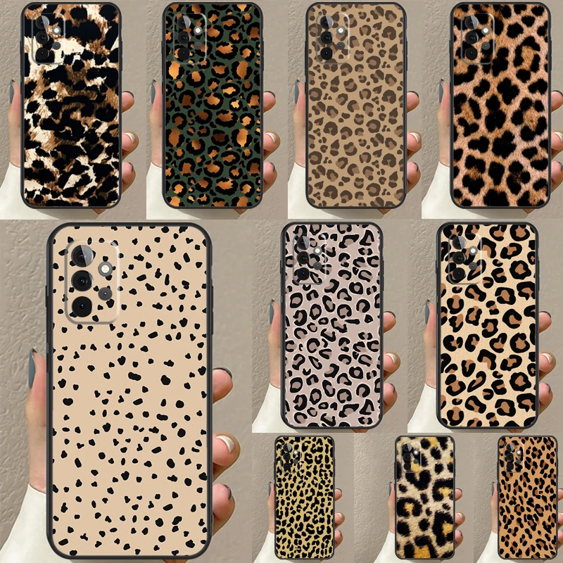 Tan Leopard Case For Samsung Galaxy A54 A34 A14 A51 A71 A50 A70 A12 A22 A32 A52 A53 A33 A13 Back Cover