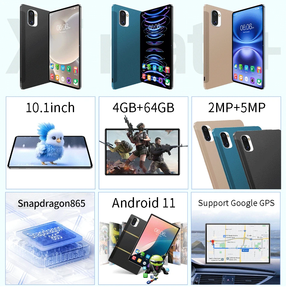 2025年新型タブレット Sauenaneo 10.1インチ A105タブレット - Android 11 64GB オクタコア タッチスクリーン WIFI対応 3G通話 デュアルカメラ