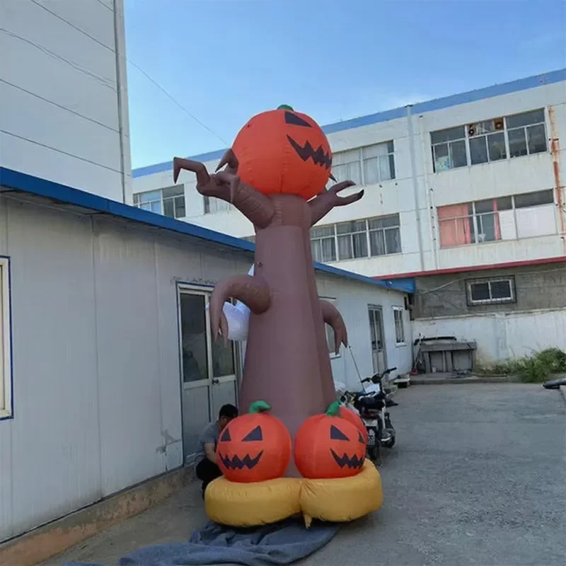 Giant Inflatable Halloween Pumpkin Tree with Ghost Model Blow up Pumpkin Character Sculpture for Haunted House Decoration