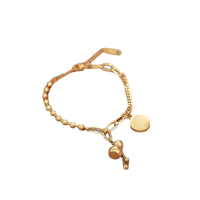 

Retro ethnic style small gourd bracelet, court style rose gold titanium steel jewelry