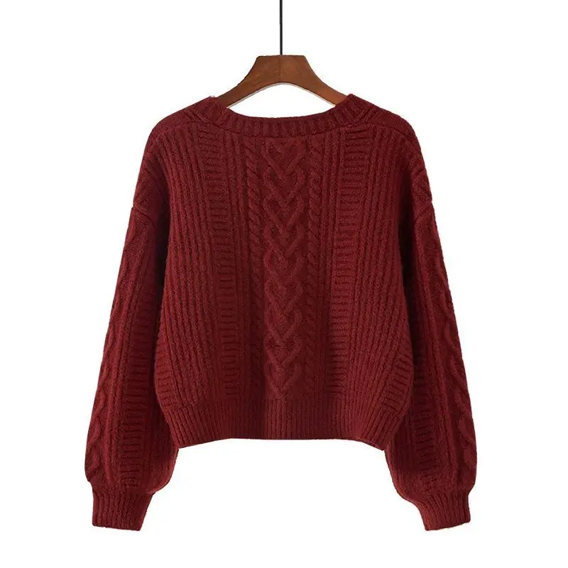 2024 Women Clothing Knitted Cardigan Jackets Sueter Mujer V-neck Single Breasted Y2k Vintage Ribbed Fashion Cropped Sweater Tops