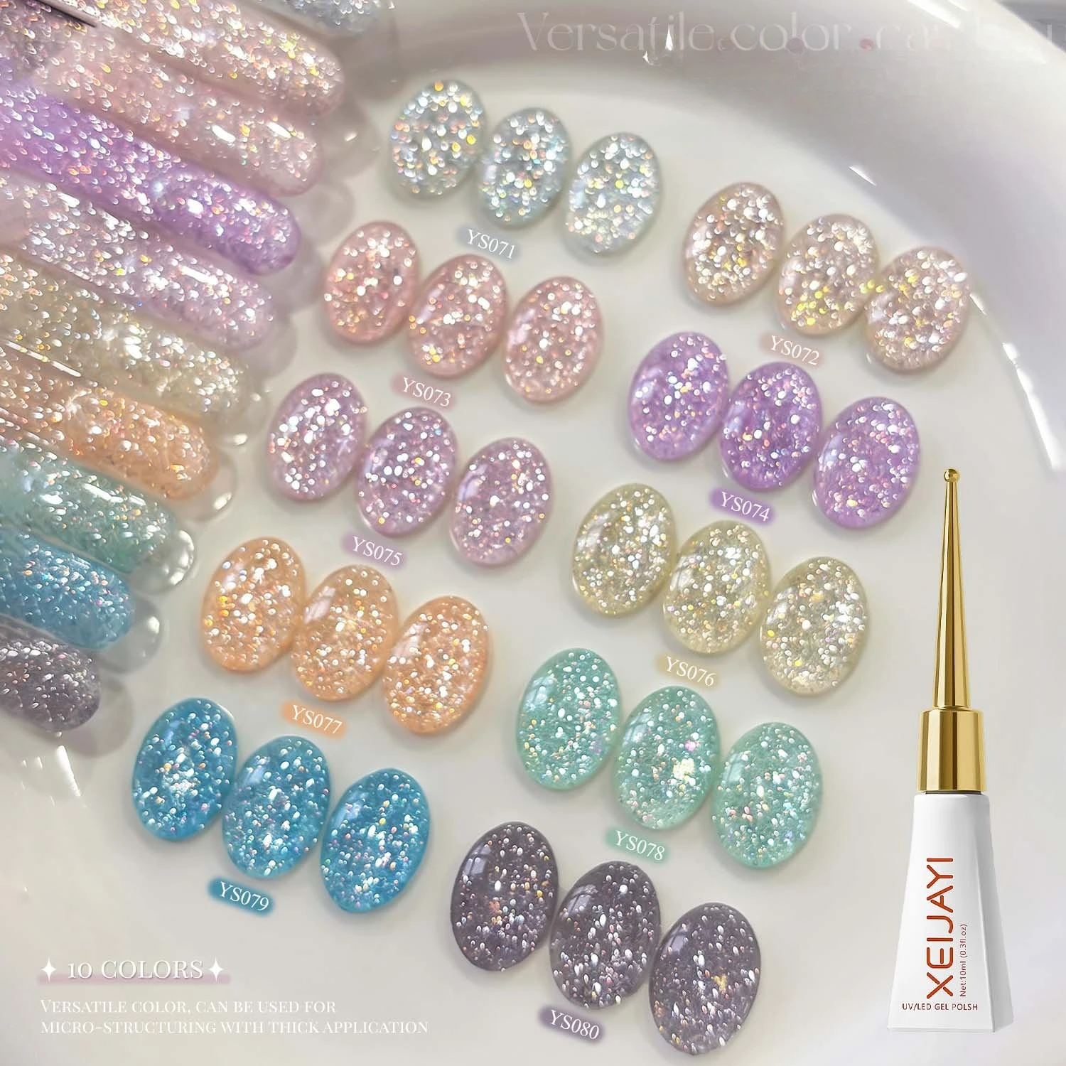 10色-10ml-ウォーターライト-反射ジェルネイルポリッシュ-uv-led-ソークオフネイルジェル-グリッター-セミパーマネント-diy-マニキュア-ネイルアート用品