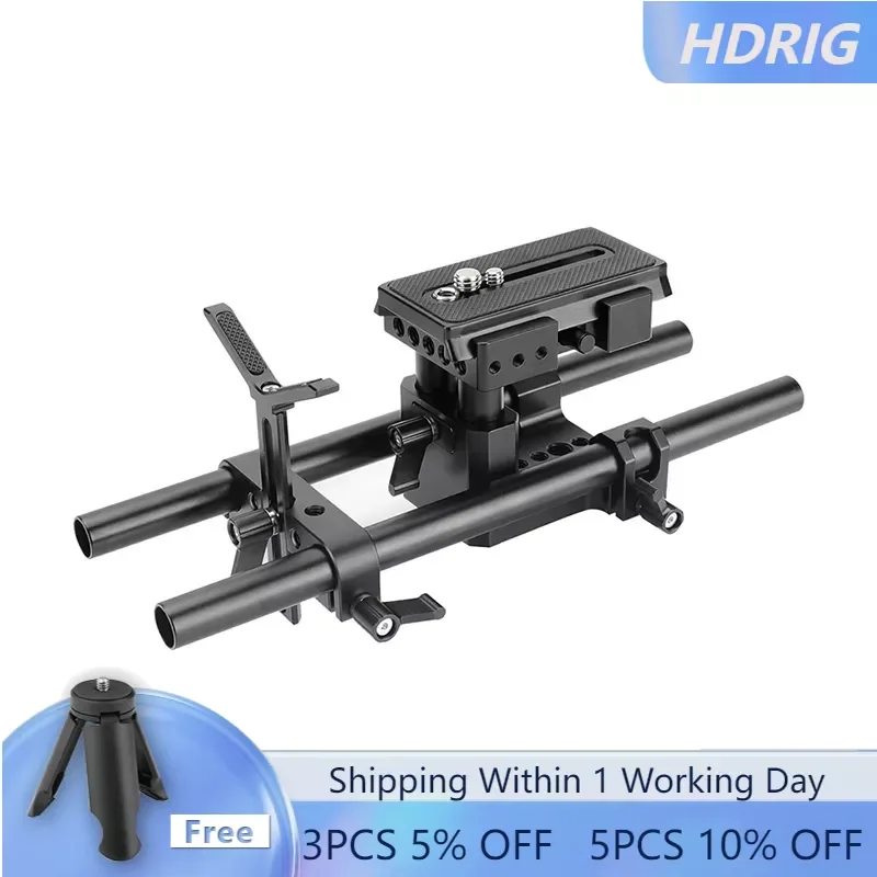 

HDRIG Camera Quick Release Plate DSLR Shoulder Mount Support Kit Baseplate Kit Rig Tripod Mount Plate With Dual 15mm Rod Support