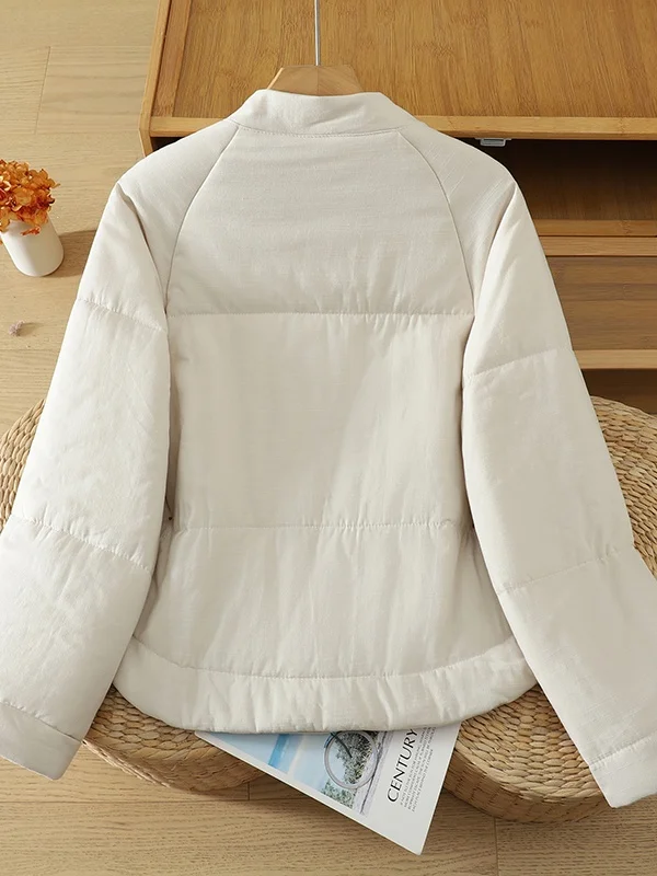 Winter Women's Jacket Hanflax Cotton Raindrop Pattern Loose Fit Thickened Polyester  Commute Style Tagless Coat